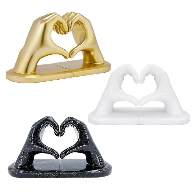 Book Stopper Holder Decorative Heart Shape Finger Statue Bookends Non-Skid Bookend For Coffee Tables Mantels TV Stands