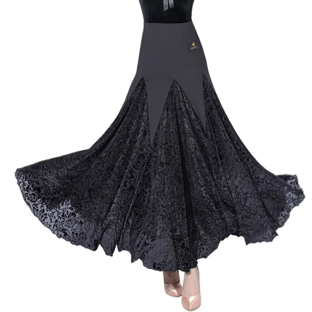 Ballroom Dance Skirt Black Elegance Practice Wear Flamenco Clothes Waltz Competition Costume Stage Performance Outfits