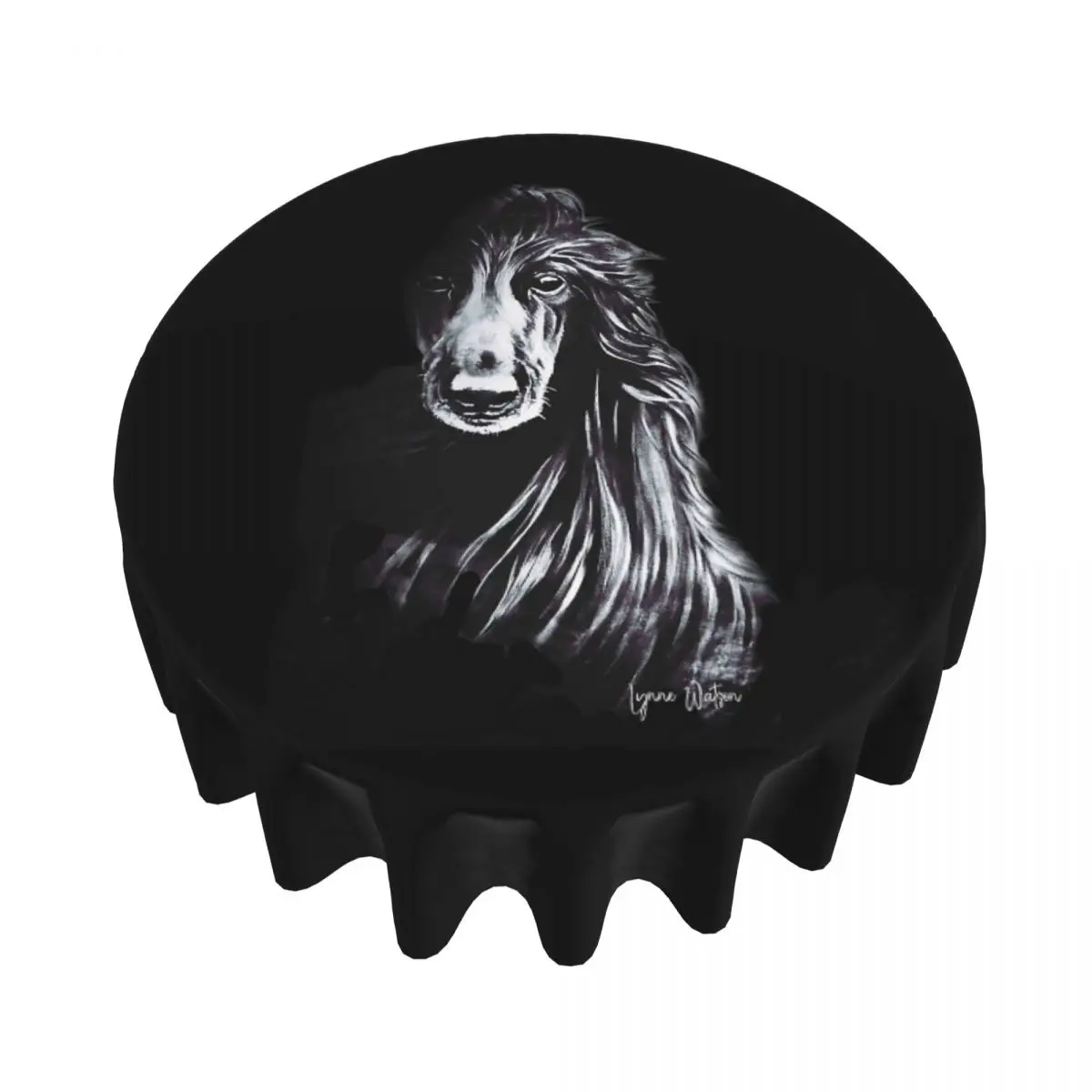 Afghan In Shadows Black Afghan Hound Waterproof Round Tablecloth Oilproof Table Cloth for Kitchen Events Dining Table Cover
