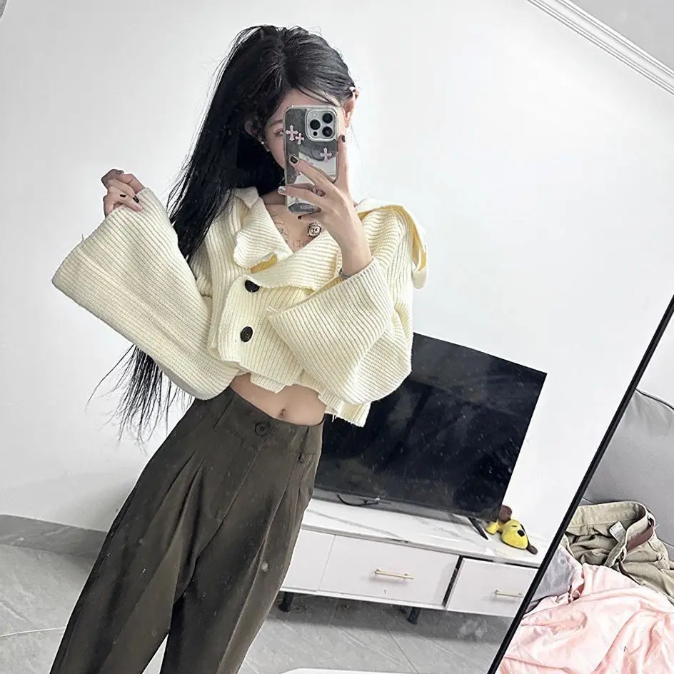 

Sweaters Jumpers Cardigans Womens Cardigan Woman Winter Knitwears Chunky Sweet Knit Slim Button Retro Hygge Cozy Comfortable Ins