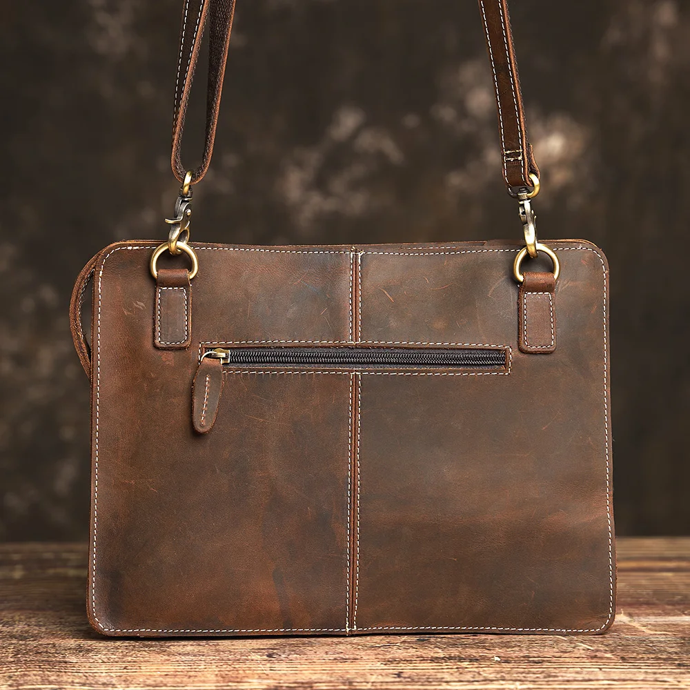 Nupugoo schlanke Umhängetasche Herren Echt leder Retro Umhängetasche täglich Pendler Rindsleder Umhängetasche Clutch Tasche Büro tasche – Detail 6