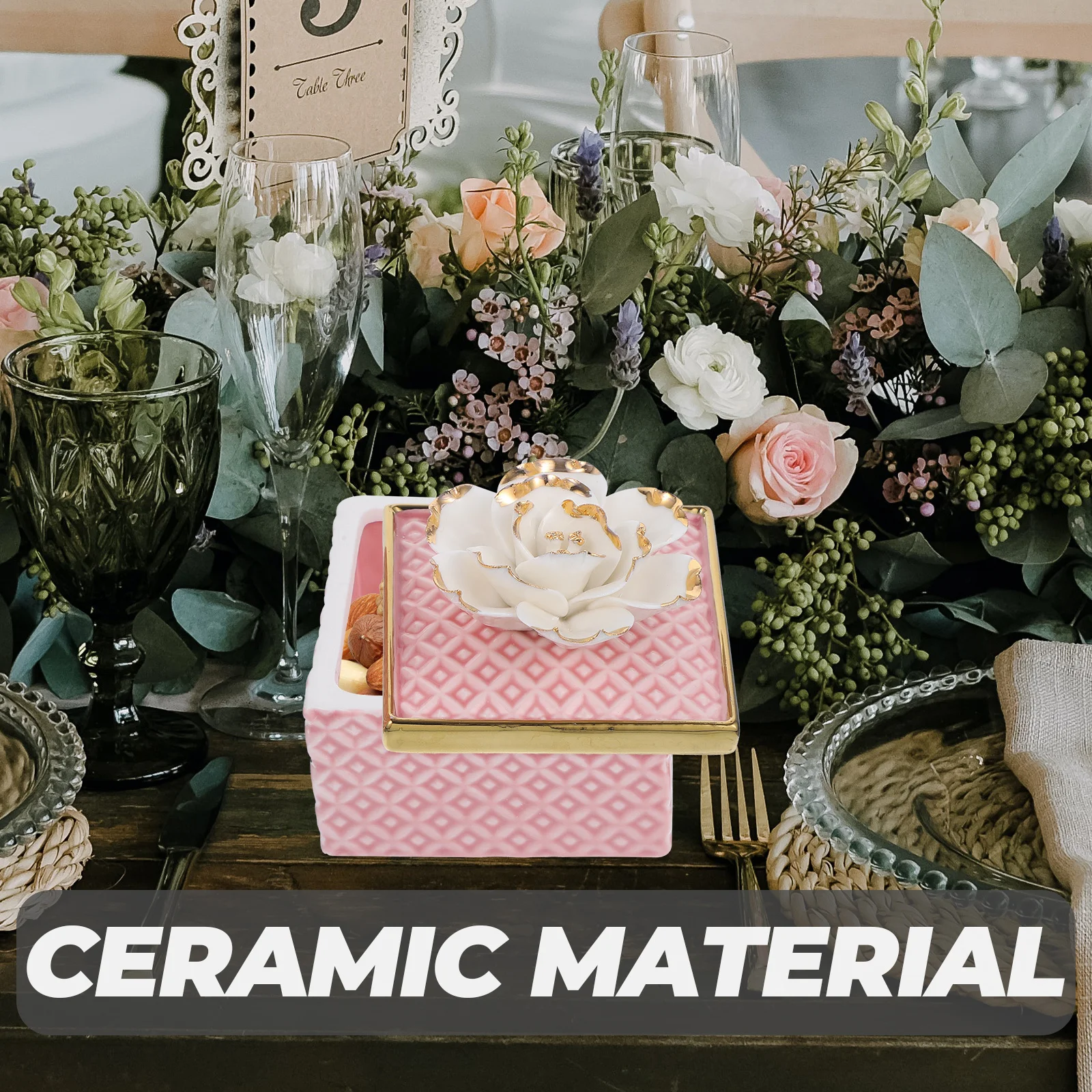 

Jewelry Ceramic Storage Box Elegant Decorative Organizer for Rings Necklaces Earrings Trinket Container