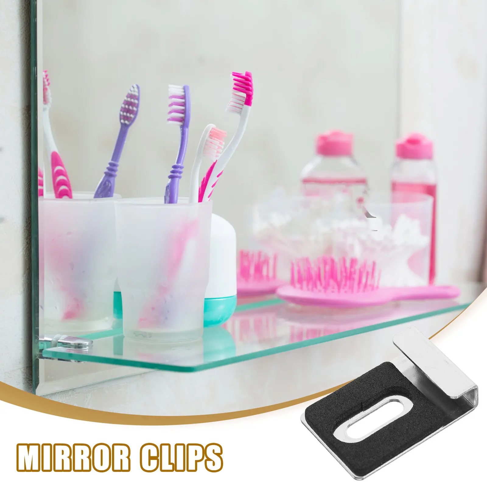 4Pcs Mirror Clips Stainless Steel Frameless Glass Retainer Clips Wall Mount Mirror Hanging Hardware Picture Hanging Kit