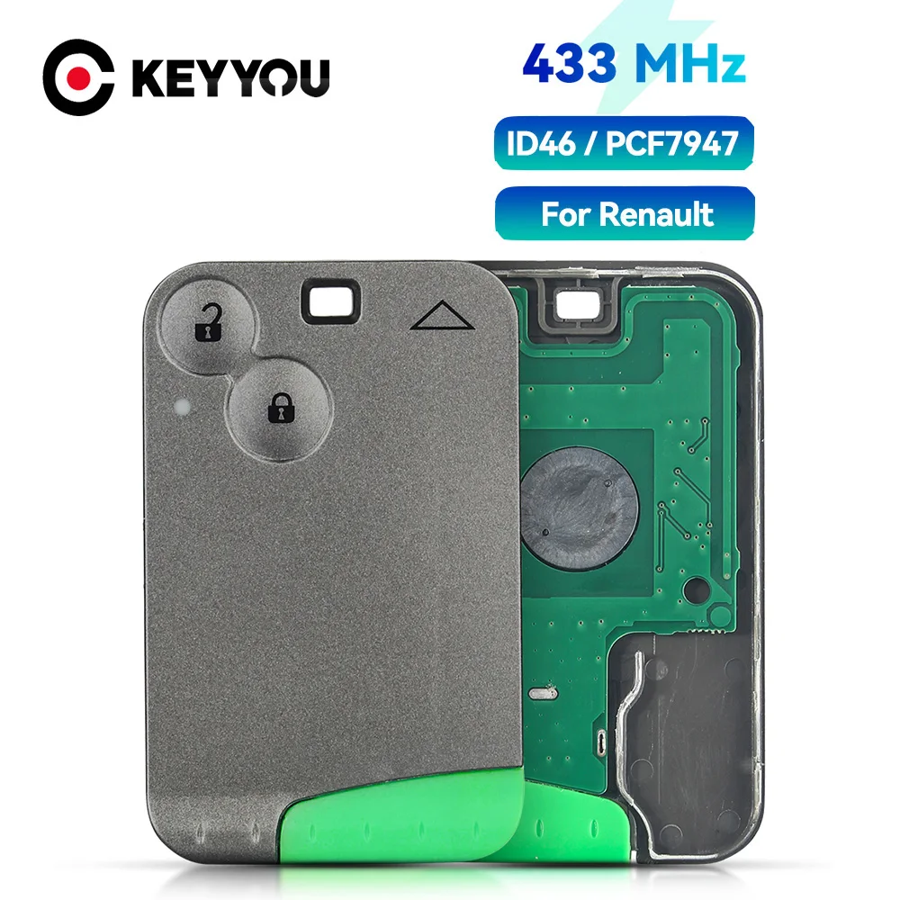 

KEYYOU 2 Buttons Remote Car Key For Renault Laguna Espace Velsatis 2001-2006 Auto Fob Smart Card Keyless Entry ID46 PCF7947 Chip