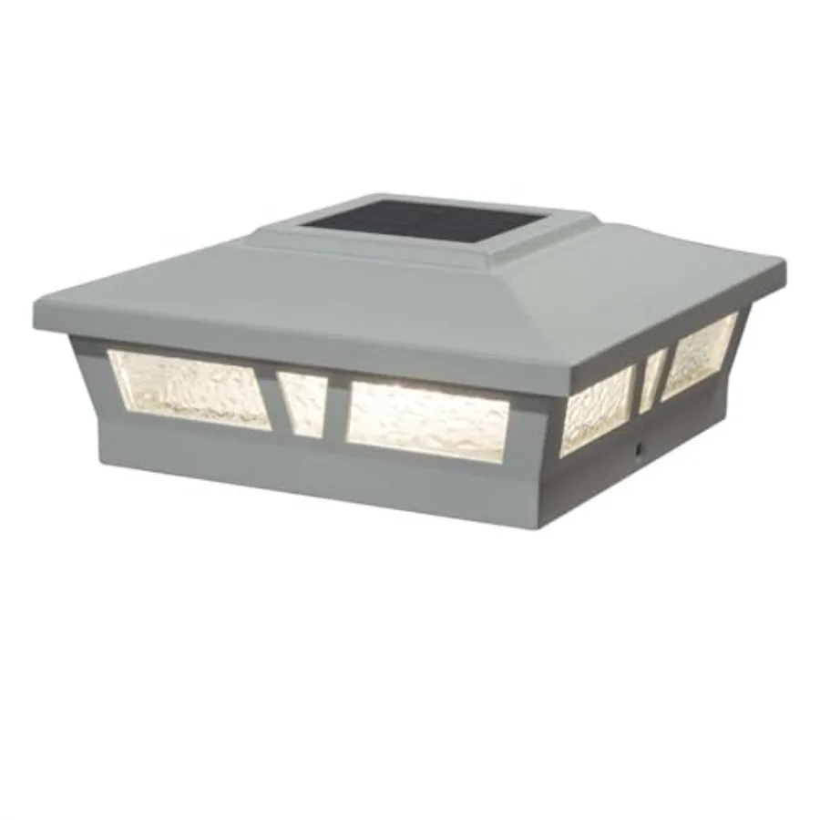 

Солнечный светильник-колпак для столбов SLX772W 6x6 из белого алюминия Oxford - Высокоэффективное солнечное освещение с 2 светодиодами, прочный литой алюминий, декоративное стекло