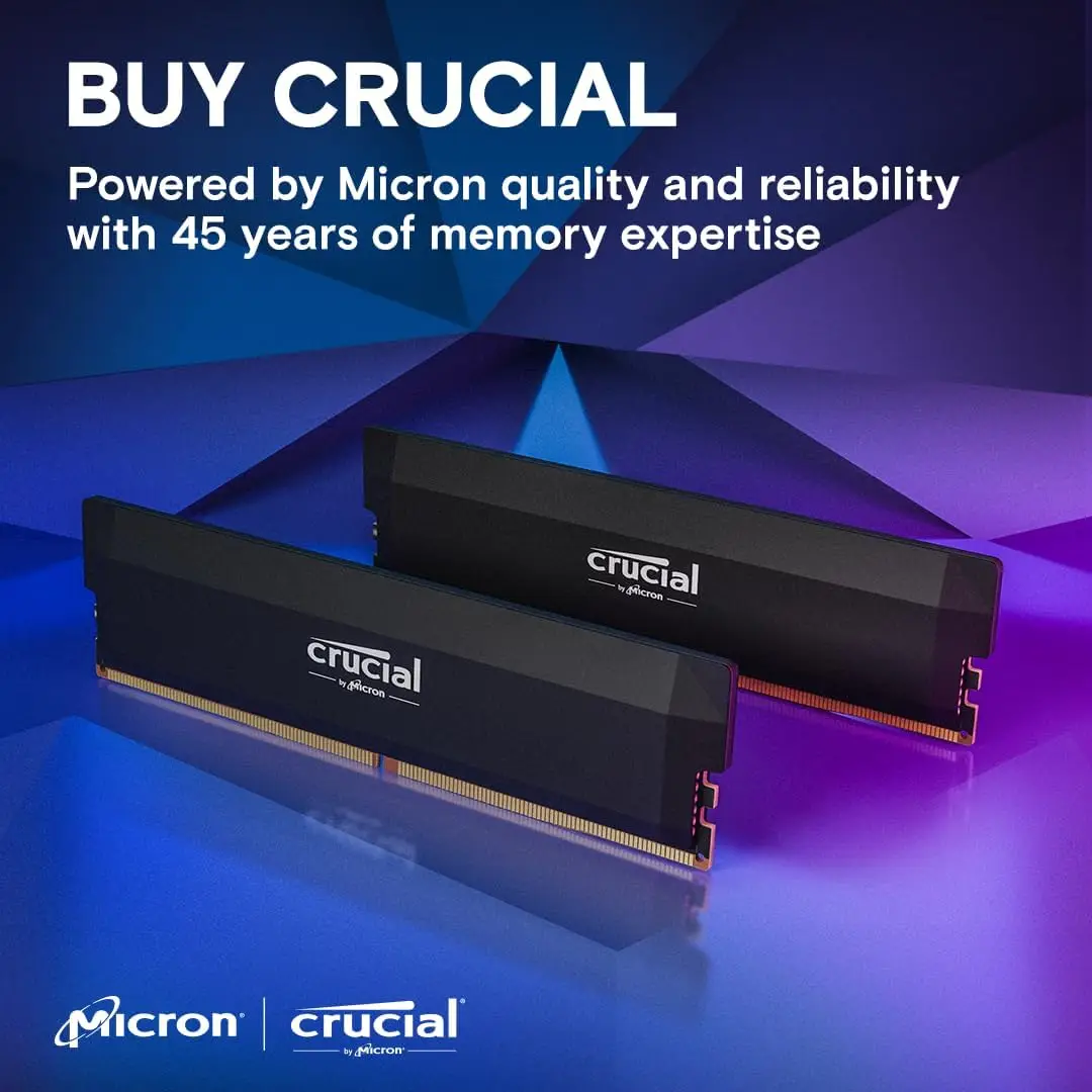 Crucial DDR5 Pro RAM 32GB Kit (2x16GB)6000MHz 6400MHz Overclocking Desktop Gaming Memory black