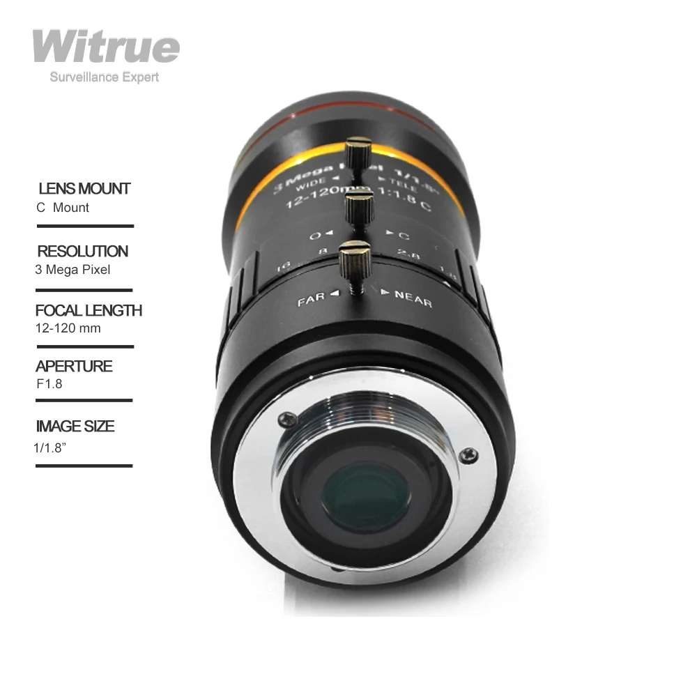 Witrue Vifocal Lens 3 Megapixel 12-120mm Iris manuale 1/1.8 \