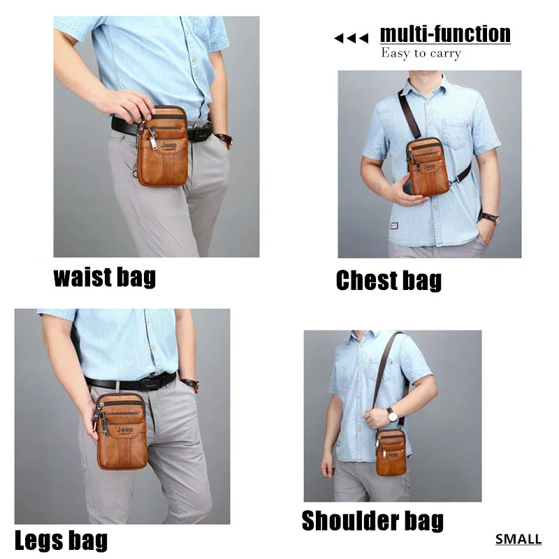 New Fashion Casual Crossbody Men's Shoulder Bag Men's Waist Bag JEEP BULOO Small Multi functional Sling Chest Bag Leg Bag