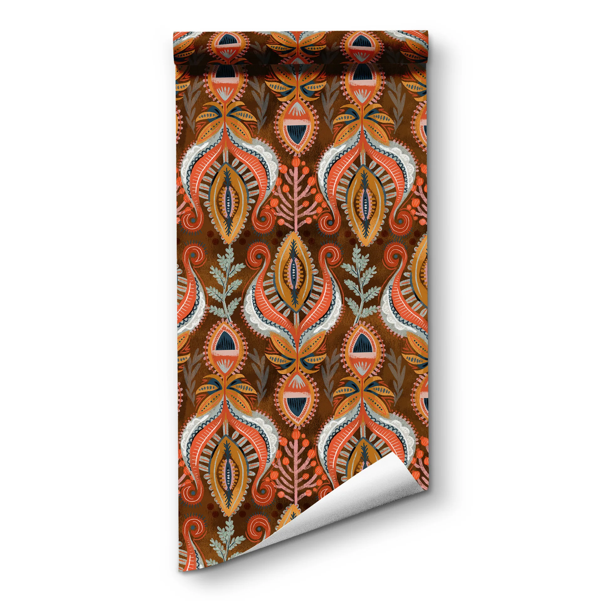 

Boho Vintage Paisley Floral Self Adhesive Wallpaper Peel and Stick Removable Waterproof PVC Wall Mural Paper for Rental House