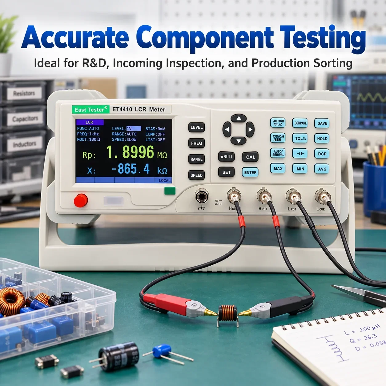 Digital LCR Meter, ET4410/ET4401, 100Hz-100kHz, Inductance Capacitance Resistance Tester