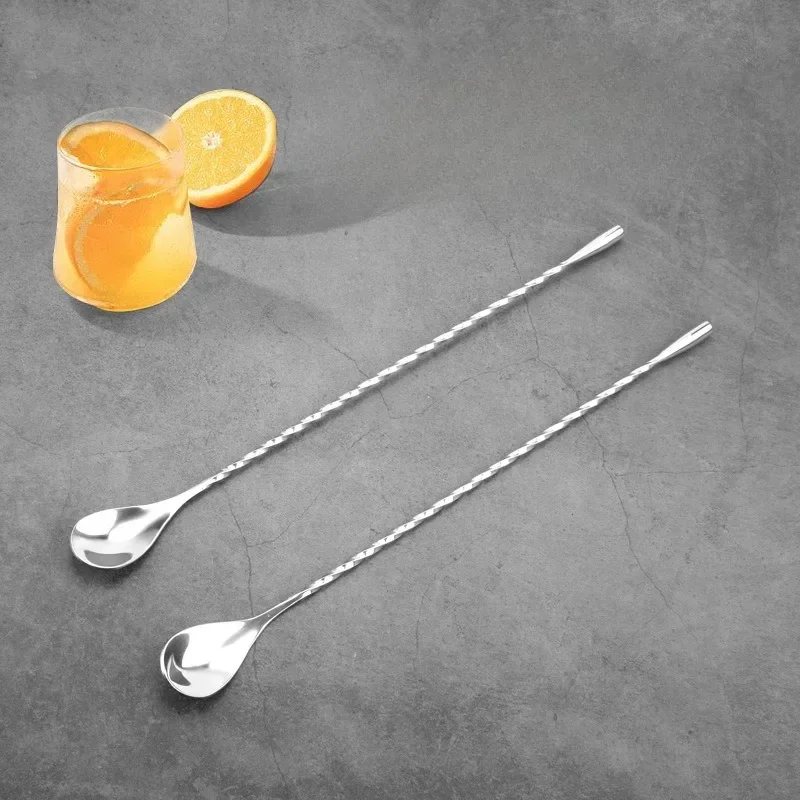 304 Stainless Steel Water Drop Fine Thread Cocktail Mixing Spoon Mini Bar Kitchen Utensils for Professional Mixology