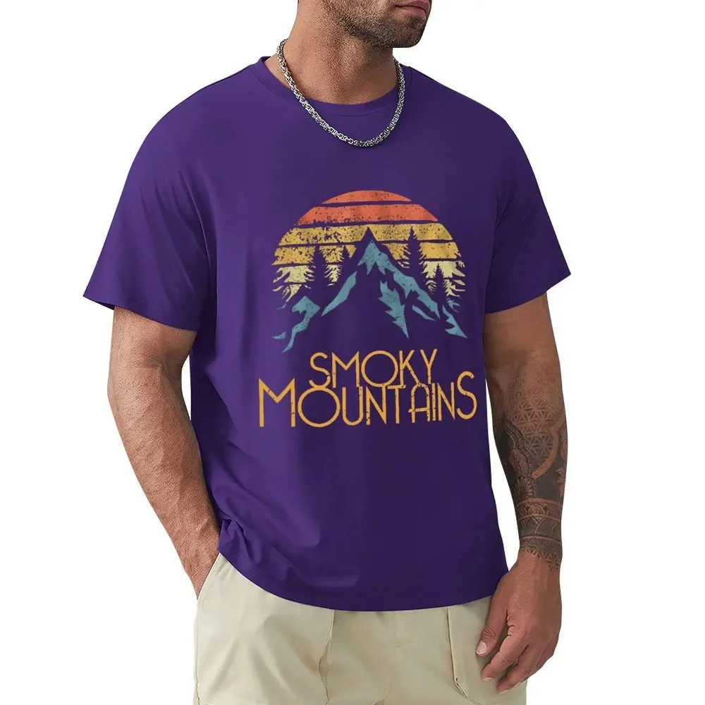 Smoky Mountains Hiking Vintage Camping Funny T Shirt Harajuku Short Sleeve T-shirt 100% Cotton Graphics Tshirt Tops