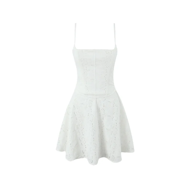 Women Lace Up ELARA WHITE BRODERIE ANGLAIS MINI DRESS