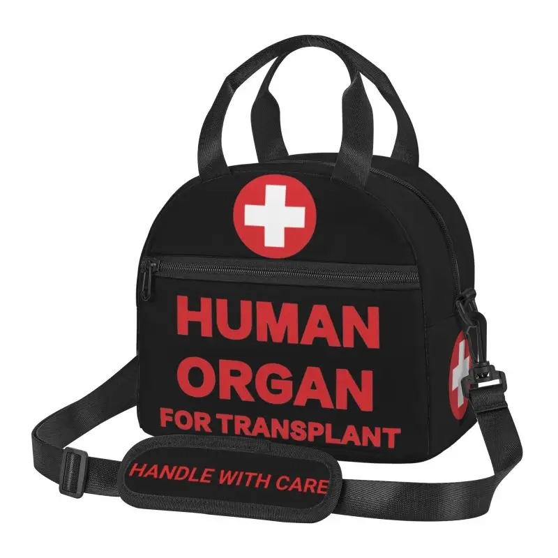 Funny Human Organ for Transplant Insulated Lunch Bag Portable Reusable Thermal Bento Tote Bag with Adjustable Shoulder Strap