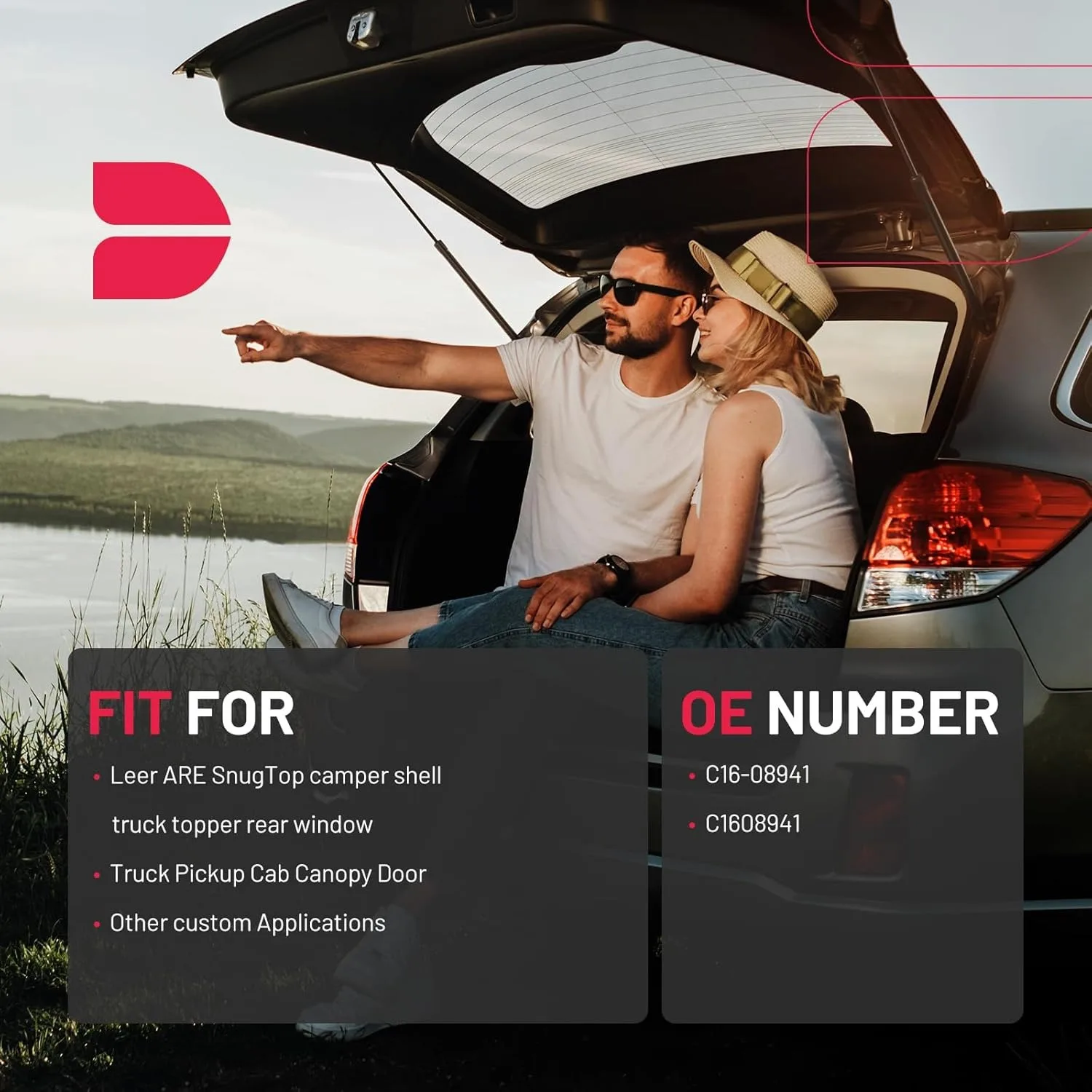 C16-08941 دعامات غاز 16 بوصة 125N لغطاء التخييم Leer/SnugTop/مظلة الشاحنة (مجموعة من 2) #4