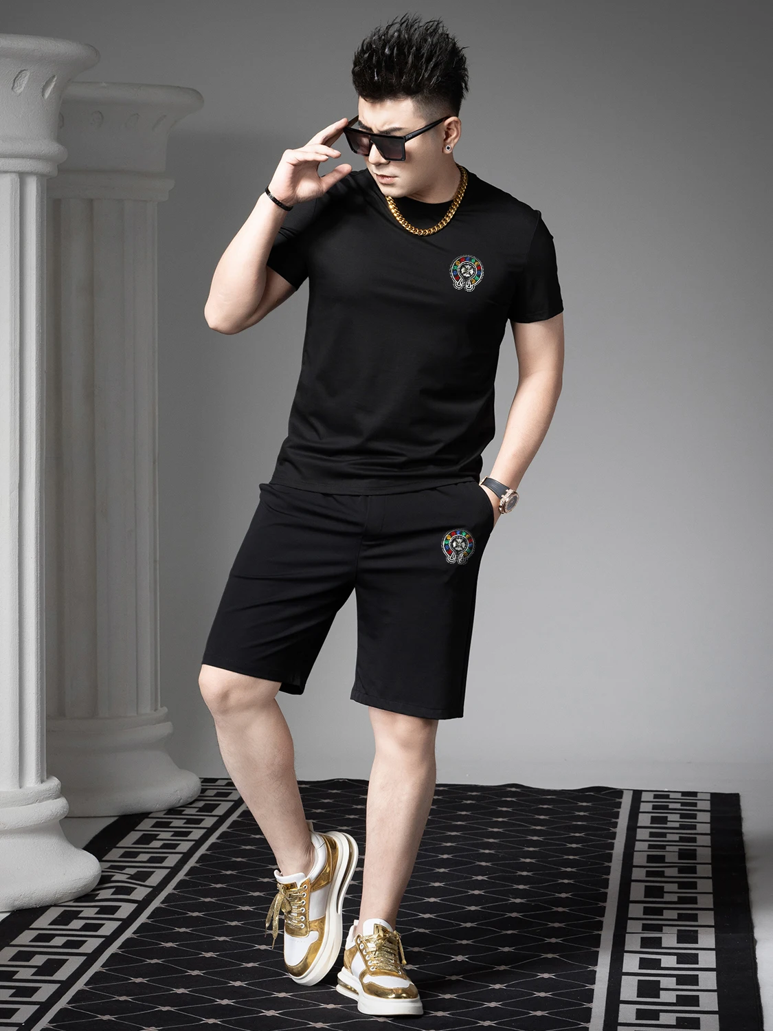 Conjunto Casual Masculino de Verão com Camiseta de Manga Curta e Bermuda - Nova Coleção 2026 - Moda Masculina em Poliéster de...