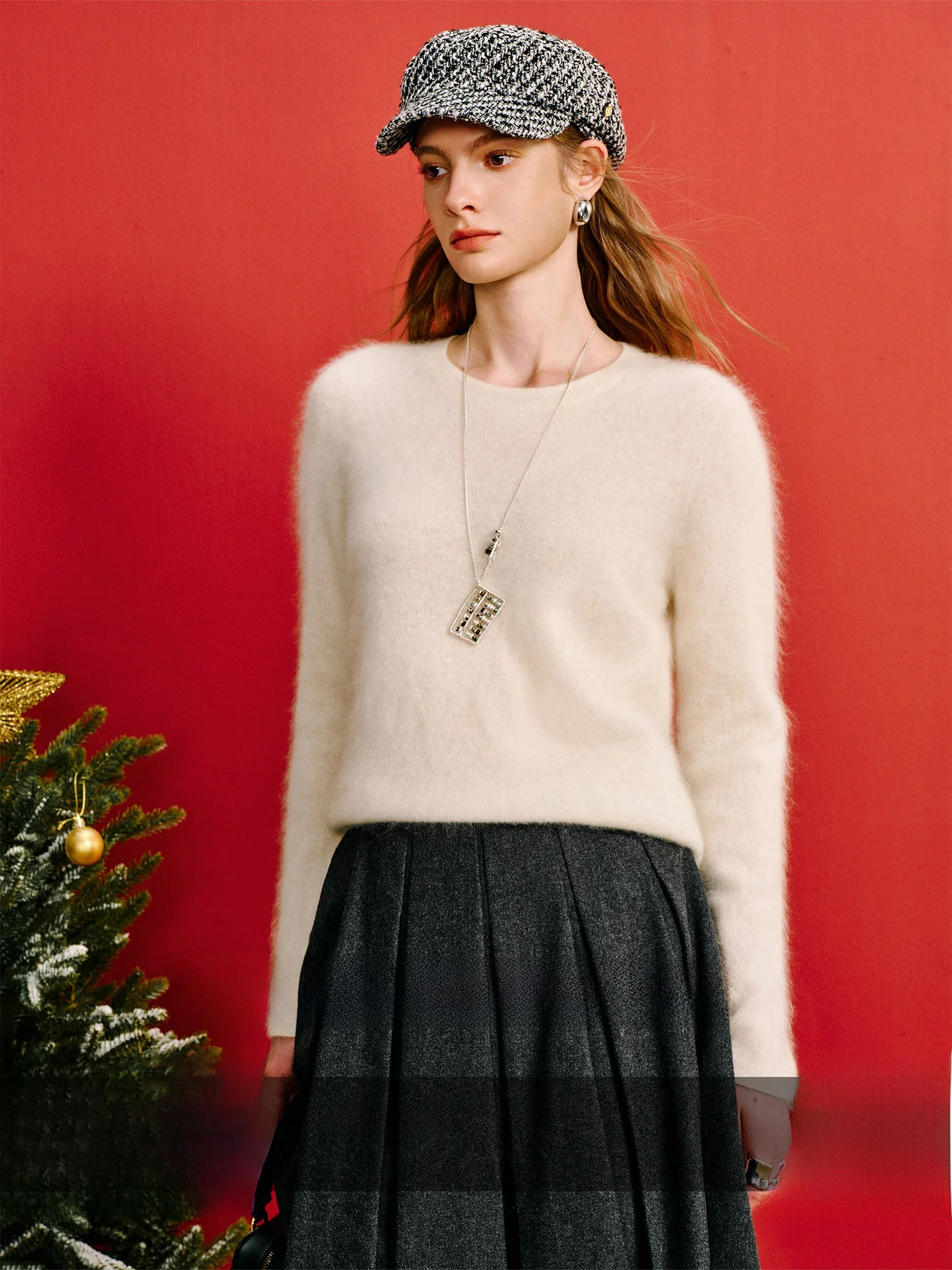 

Белая трикотажная женская базовая футболка CA White Rice Water Camere с круглым вырезом, длинным рукавом, комфортная посадка, весенний сезон