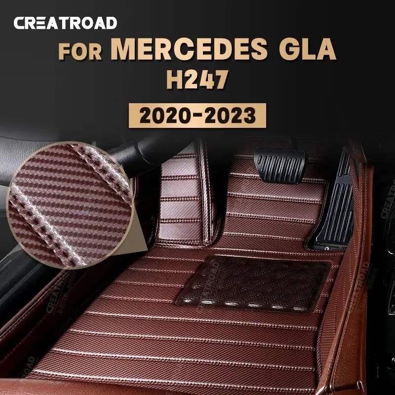 

Carbon Fibre Floor Mats For Mercedes Benz GLA Class H247 2020-2023 21 22 Foot Carpet Cover Automobile Interior Accessories