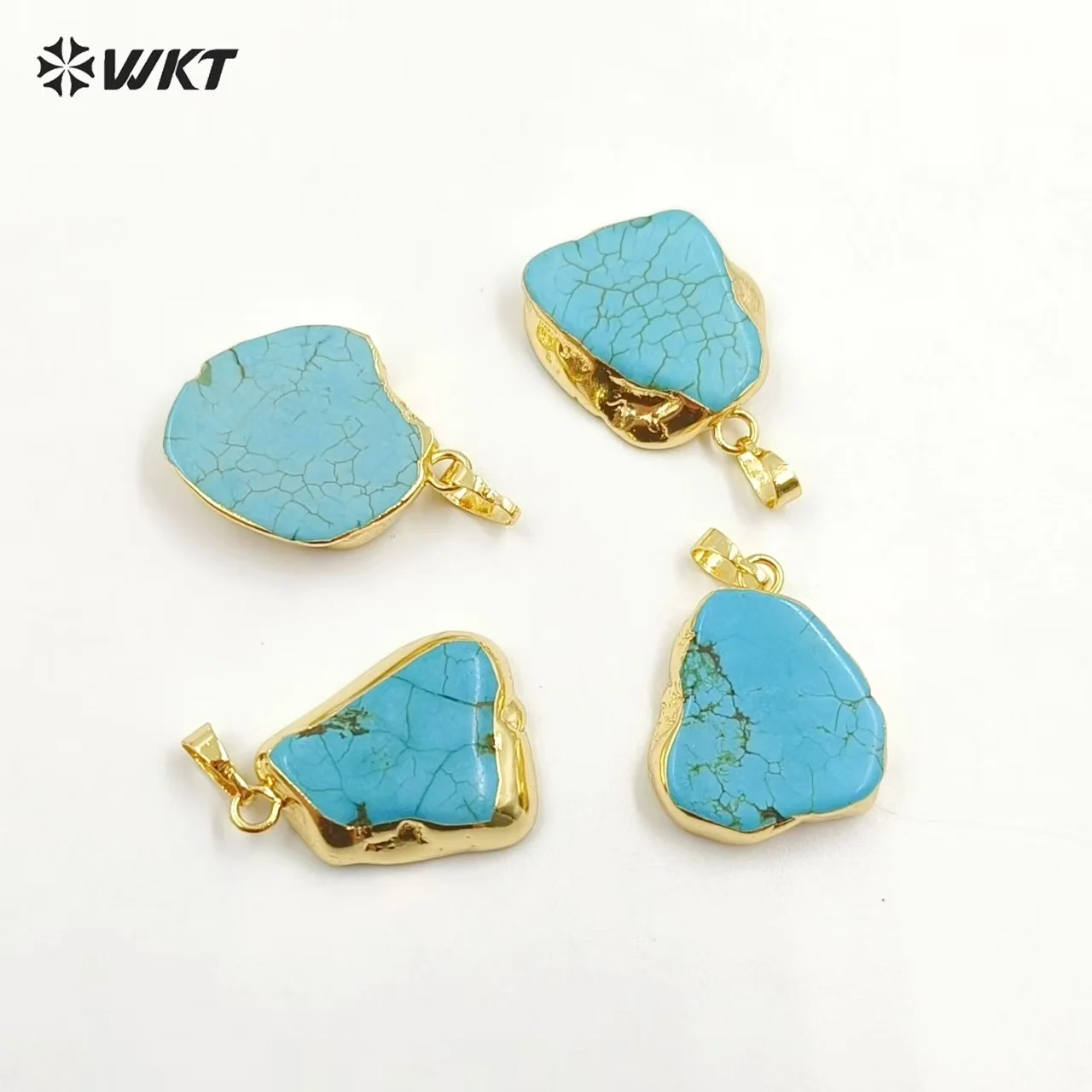 WT-P153 WKT Fashion Natural Turquoise Howlite Pendant With 18k Gold Plated Fashion Crafts For Women Jewelry