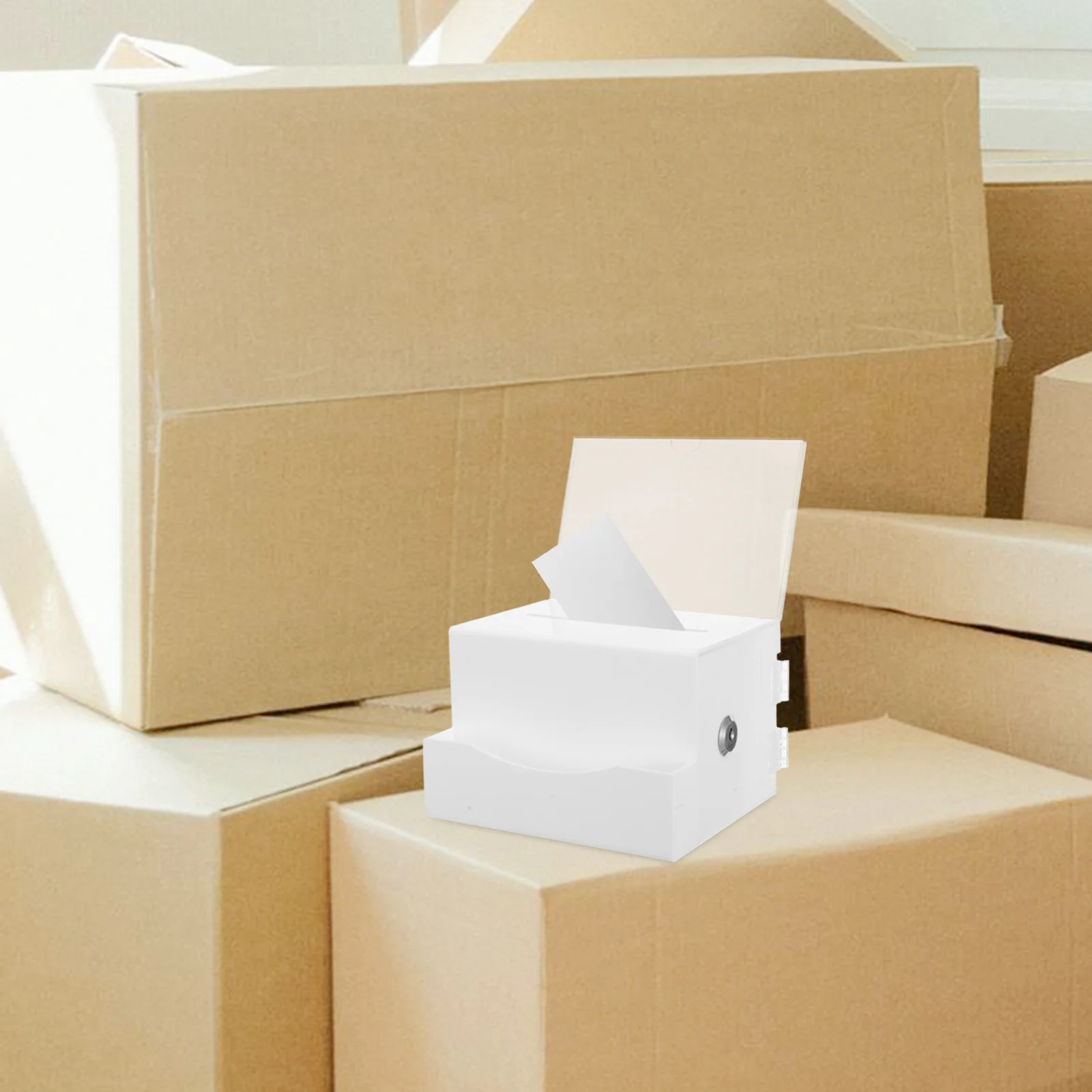 1 قطعة صندوق التصويت مع قفل الاكريليك التبرع اقتراح شكرا رسالة جمع صندوق تخزين الاقتراع العام متعدد الوظائف