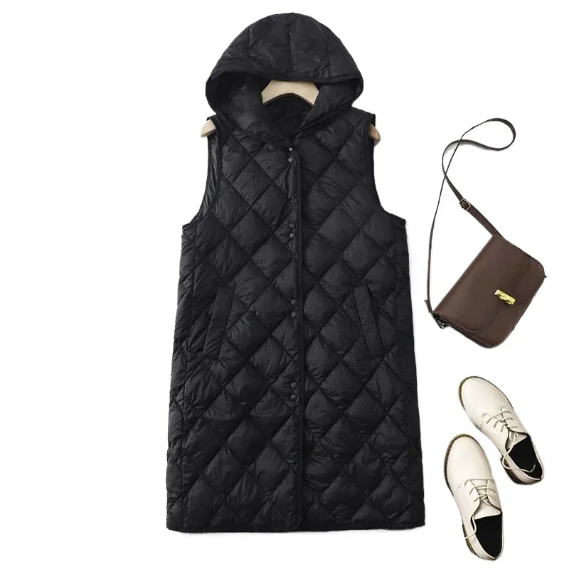 

2025 осенне-зимний женский пуховый хлопковый жилет, легкий жилет с капюшоном для поездок на работу