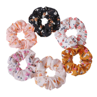 6pcs/lot Hair Scrunchies Holder Headwear Print Ditsy Women Scrunchy Cute Sweet  Casual Accessories Elastic Band For Ponytail