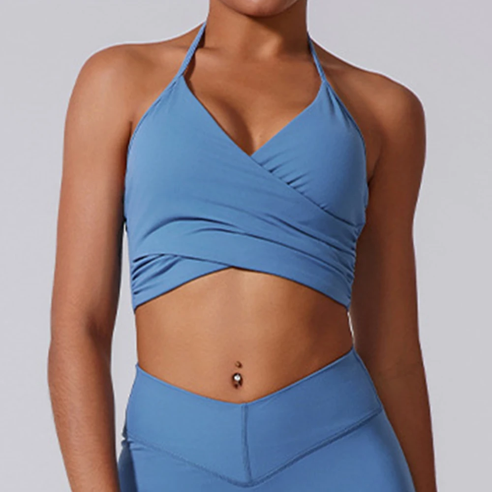 Hanging neck Bra for Women Sexy Beautiful Back Sport Bra Women's Underwear Gym Crop Top Shock-absorbing Quick Drying Fitness Top
