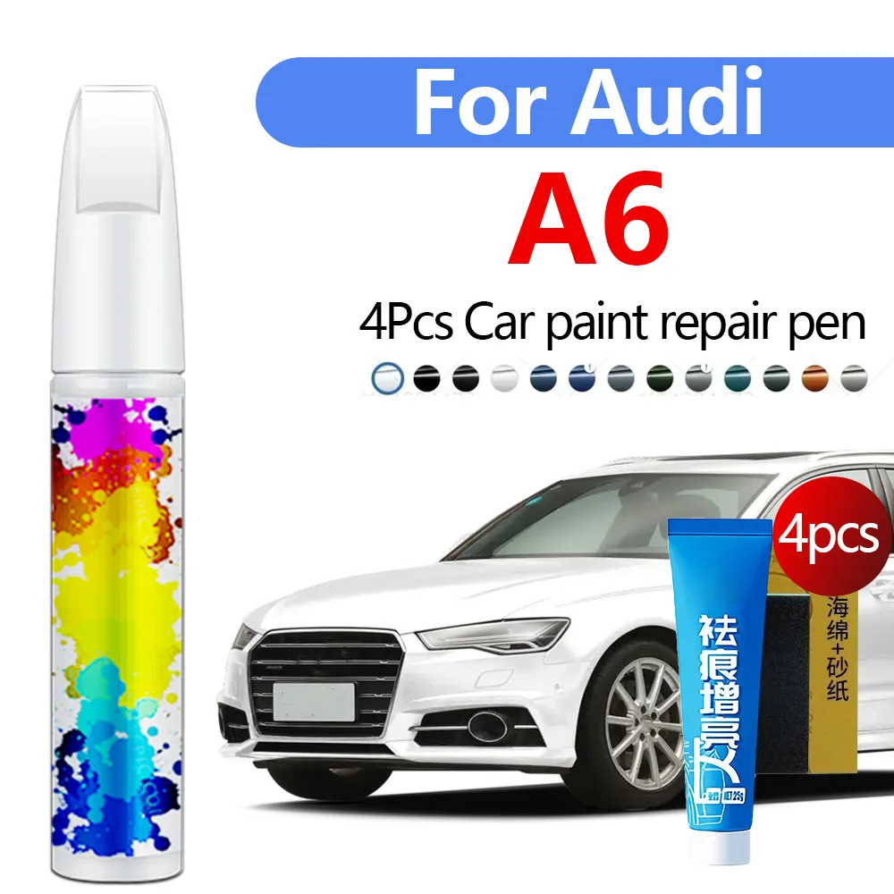 

4 шт. для Audi A6 1999-2025 гг., ручка для ремонта автомобильной краски, аксессуары для ремонта царапин, черный LY9T LZ9Y, серый LZ7S, синий LX5C, красный LY3S