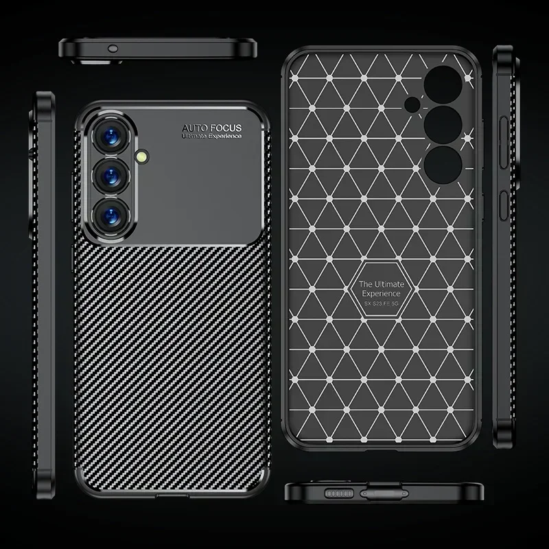 Coque souple en fibre de carbone pour Samsung Galaxy S23 FE, étui de luxe, affaires, pare-chocs