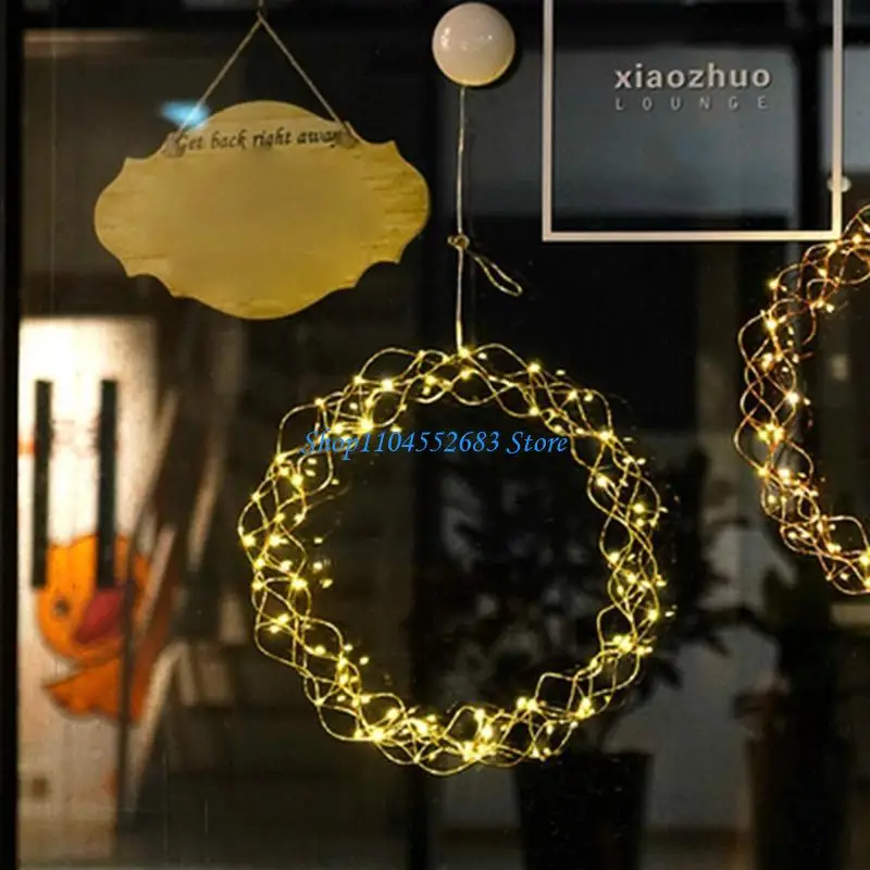 Y6GD Window Lights Indoor Outdoor LED Round Shapes String Lights Battery Powered Window Lights for Patio Garden Wedding Party
