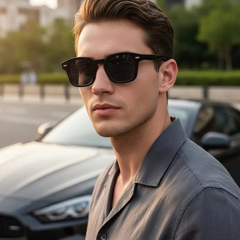 New Korean version of sunglasses women's fashion UV protection sunglasses trendy square rice nail sunglasses men