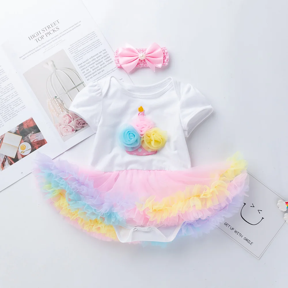 Baby Girl Clothes TUTU Short Sleeve Romper Dress Princess Girls Clothing Sets Cotton Multi-Color Summer Style