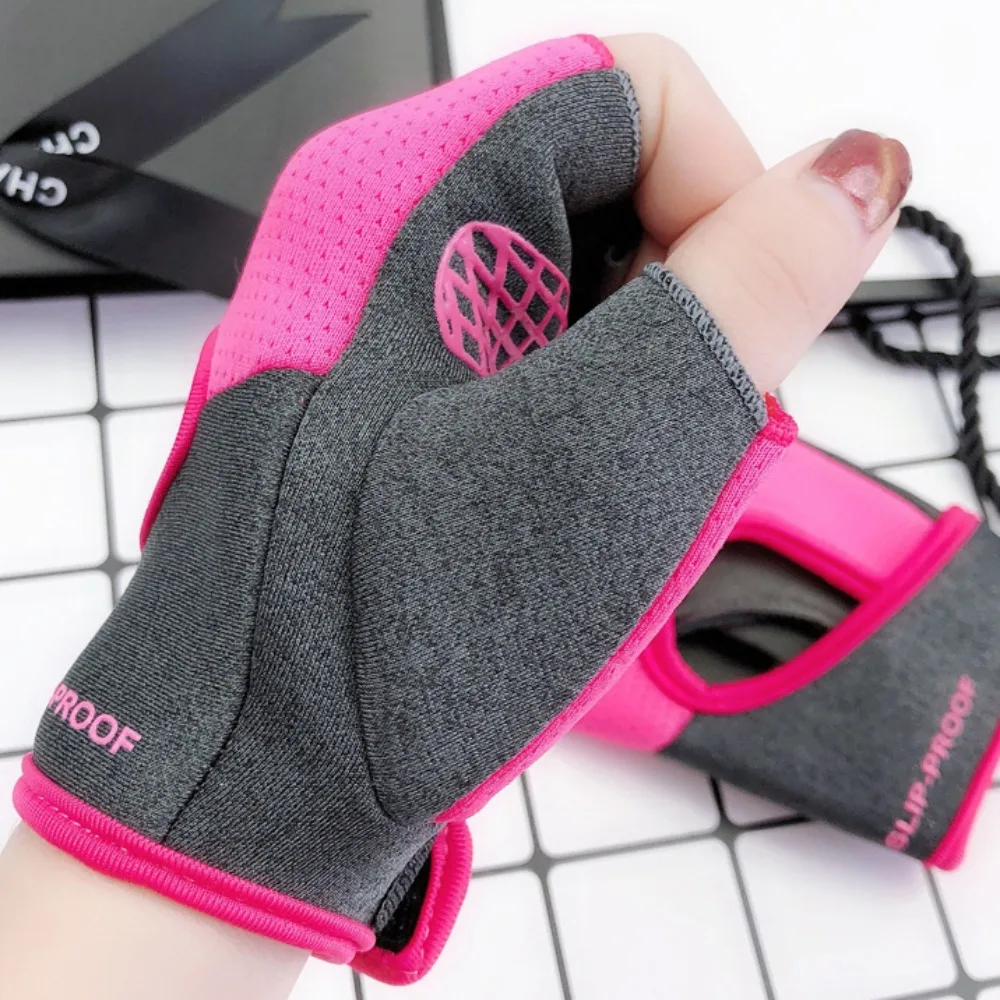 1 pair Fingerless Fitness Sport Gloves Anti-Skid High Elasticity Dumbbells Breathable Gloves Protective Breathable