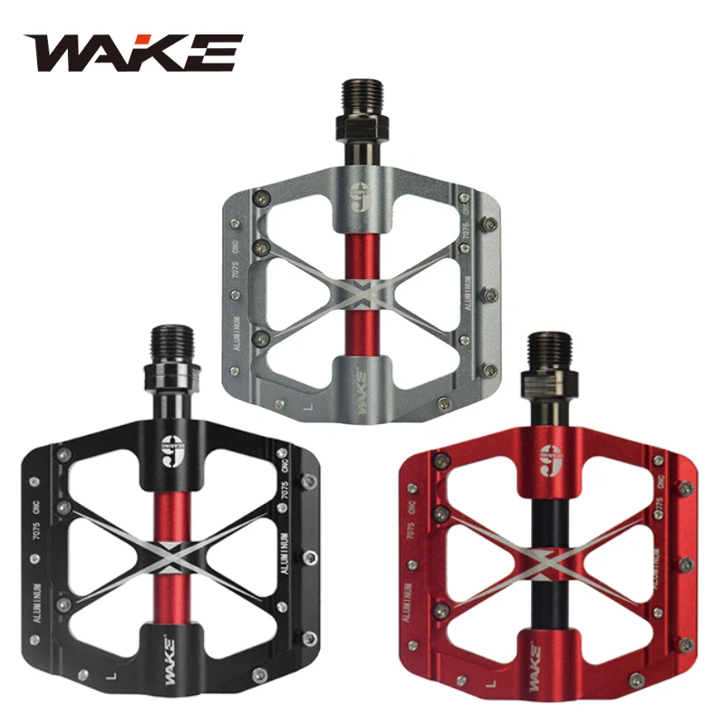 Wake Mountain accessori per pedali per biciclette DU + guarnizione per cuscinetti pedana ultraleggera pedali per bici in alluminio antiscivolo per bici da strada MTB