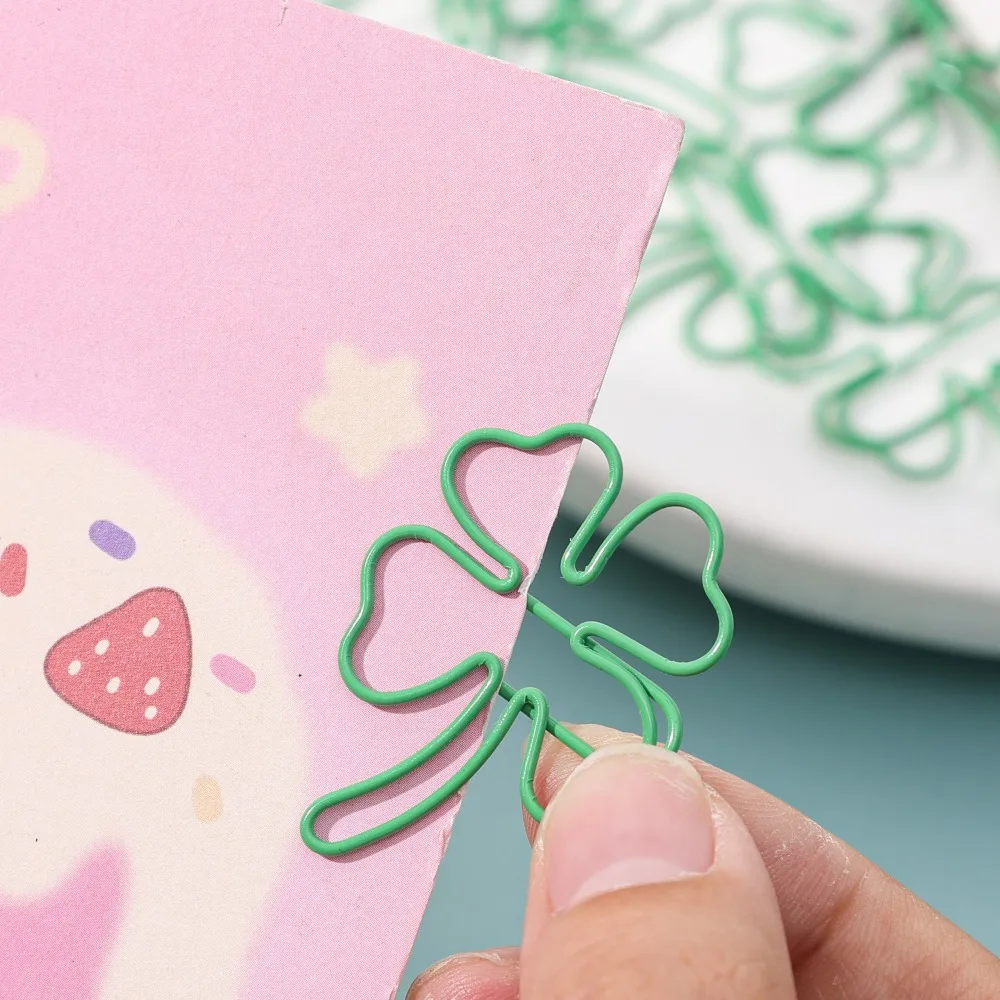 محظوظ أربع أوراق البرسيم دبابيس ورق مشبك ورق معدني للإشارات المرجعية صور 50-10 قطعة المنظم كليب INS نمط ملزمة المشبك مع صندوق