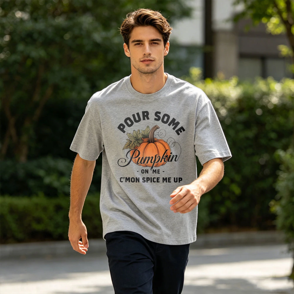 Funny Pumpkin Spice Slogan Graphic Tee Funny Pumpkin Spice Slogan Graphic Tee Men T Shirt Humorous Novelty Fall Gift
