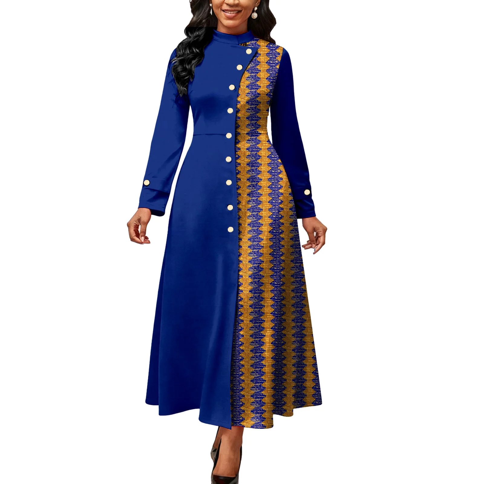 

African Dress for Women Dashiki Attire Ankara Long Patchwork Dress Kente Print Clothes for Party