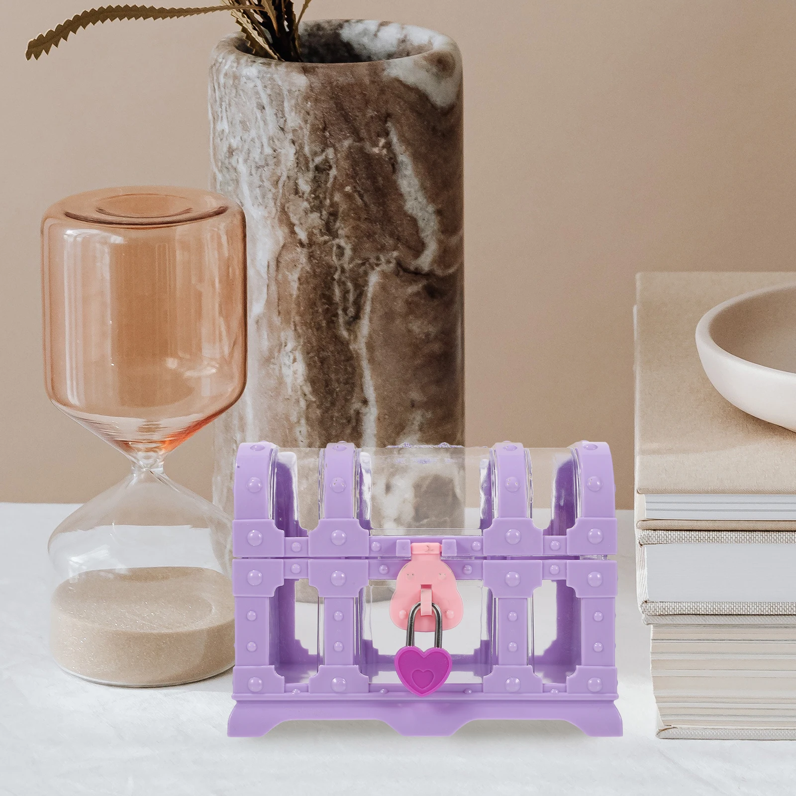 

with Locked Treasure Chest Holder Box Plastic Jewelry Storage Keepsake Pirate for