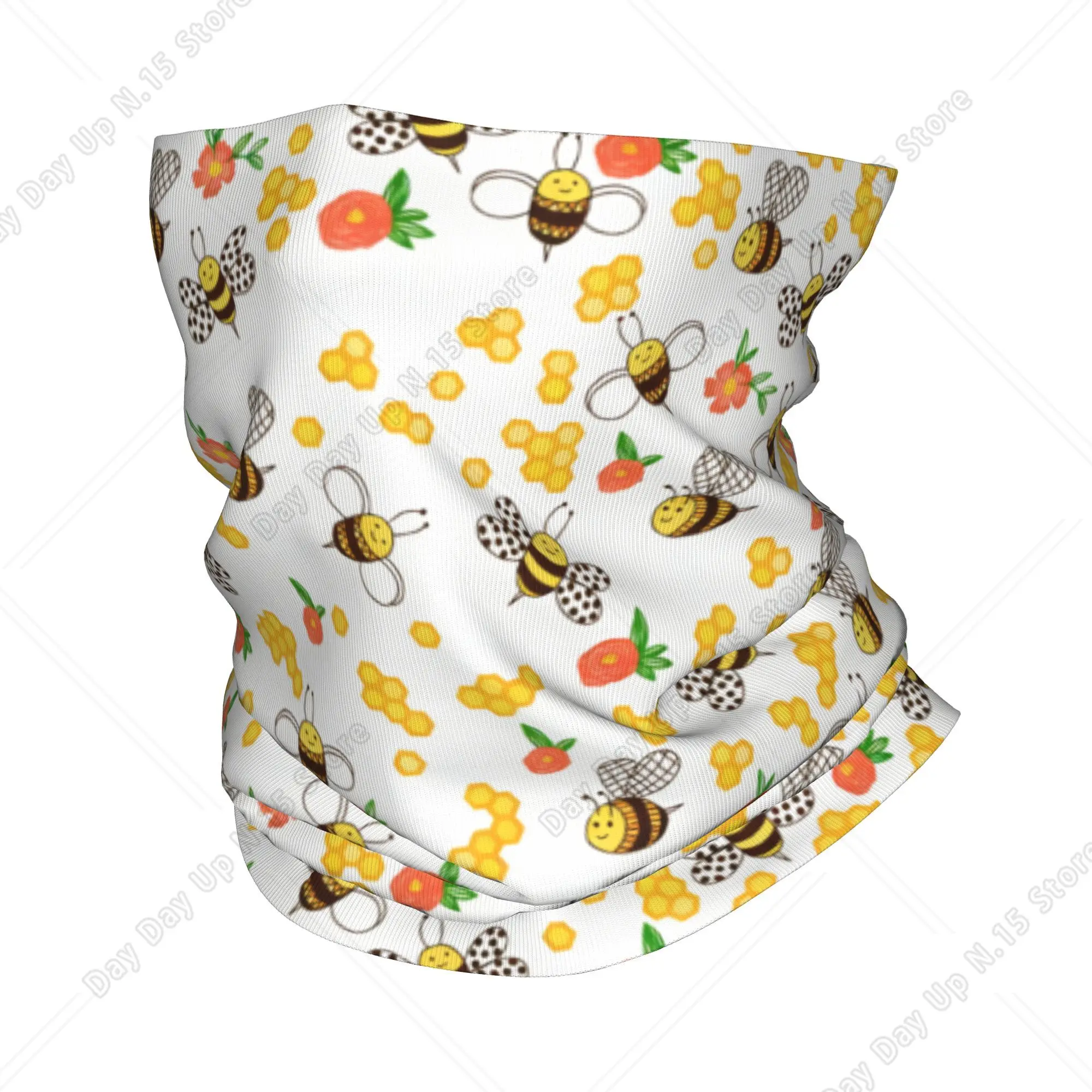 Funny Bees And Flowers Bandana Winter Neck Warmer Men Windproof Wrap Face Scarf for Ski  Gaiter Headband