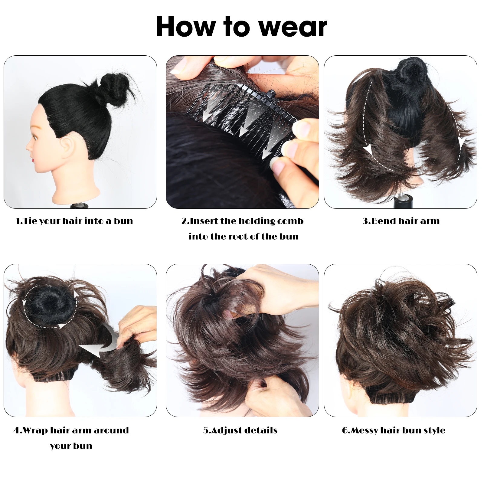 Cheap Hair Bun Messy Bun Hair Piece Comb Clip In Hair Bun Hairpiece Short Straight Versatile Tousled Updo Easy For Women