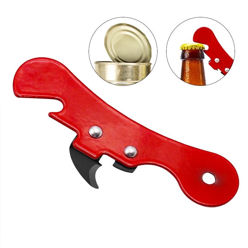 Abridor de Latas Multifuncional em Aço Inoxidável, Portátil, Manual, com Corte Lateral Seguro, Abridor de Garrafas, Ferramentas de Cozinha Ergonômicas, Presente Criativo