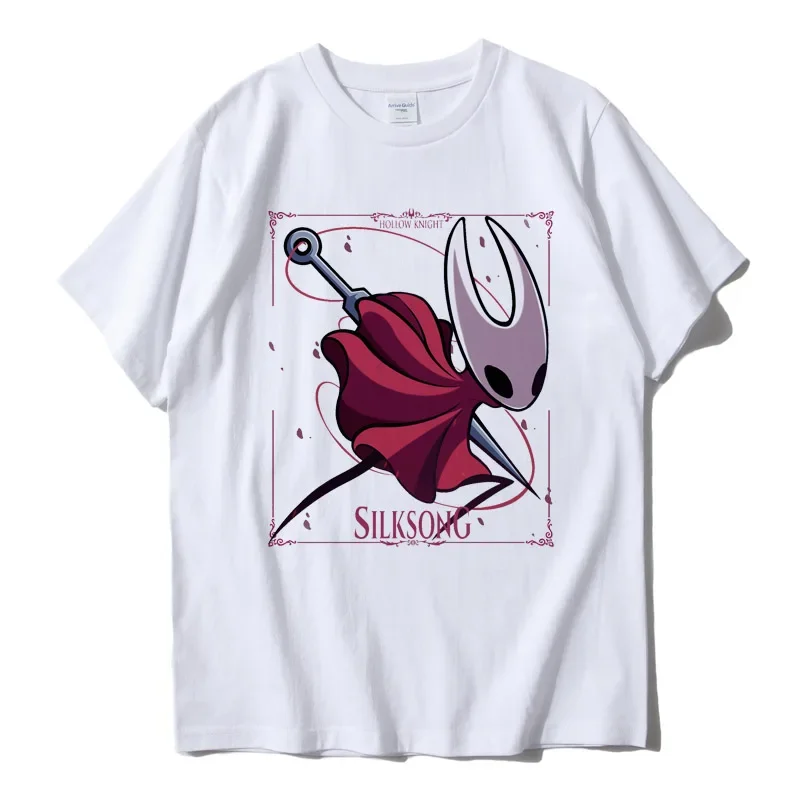 

2025 Men's Popular Hollow Knight Harajuku pattern Printed 100% pure cotton short-sleeved retro T-shirt top