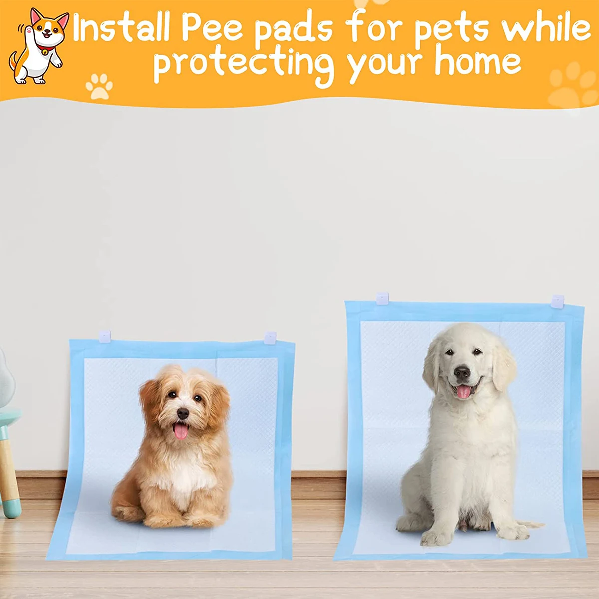 12pcs Dog Wall Pee Pad Holder Self-sticky Pee Pad Wall Clip Keeps Your House Clean Dog Potty Training Pad Holder Wall-mounted