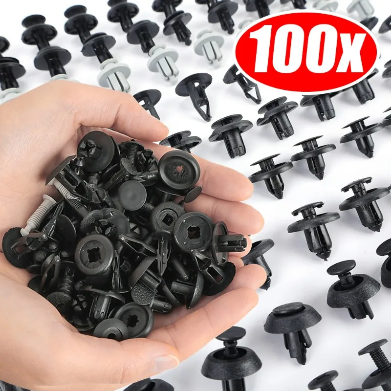 100pcs Mixed Buckles Car Fastener Clip Door Trim Fender Bumper Buckle Radiator Shield Engine Cover Splash Shield Retainer Clamp