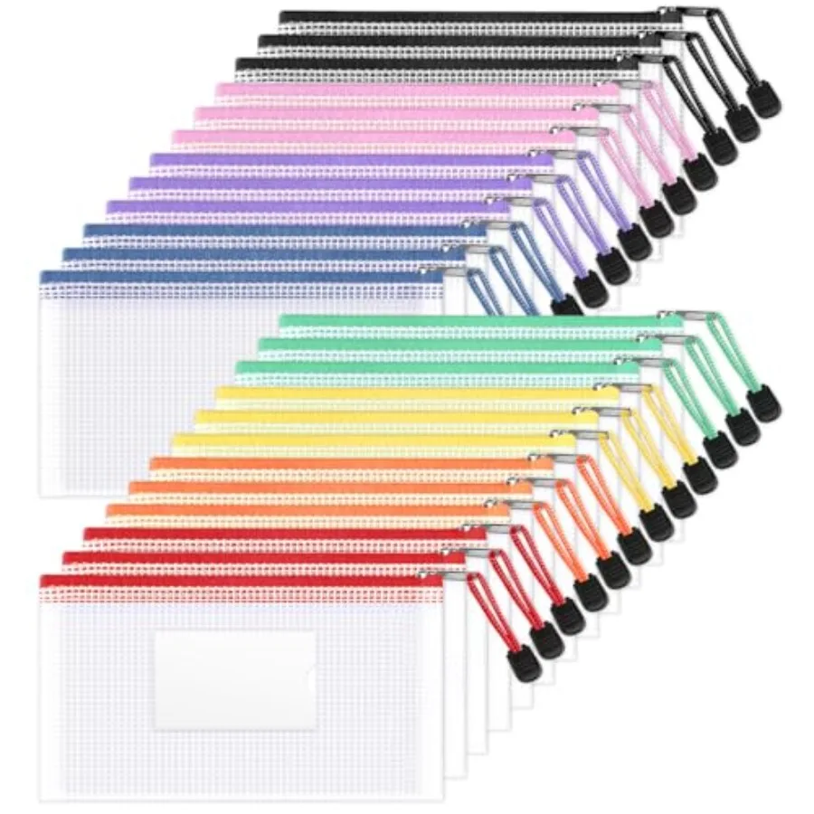 24 Pack Clear Mesh Zipper Pouch Bags A6