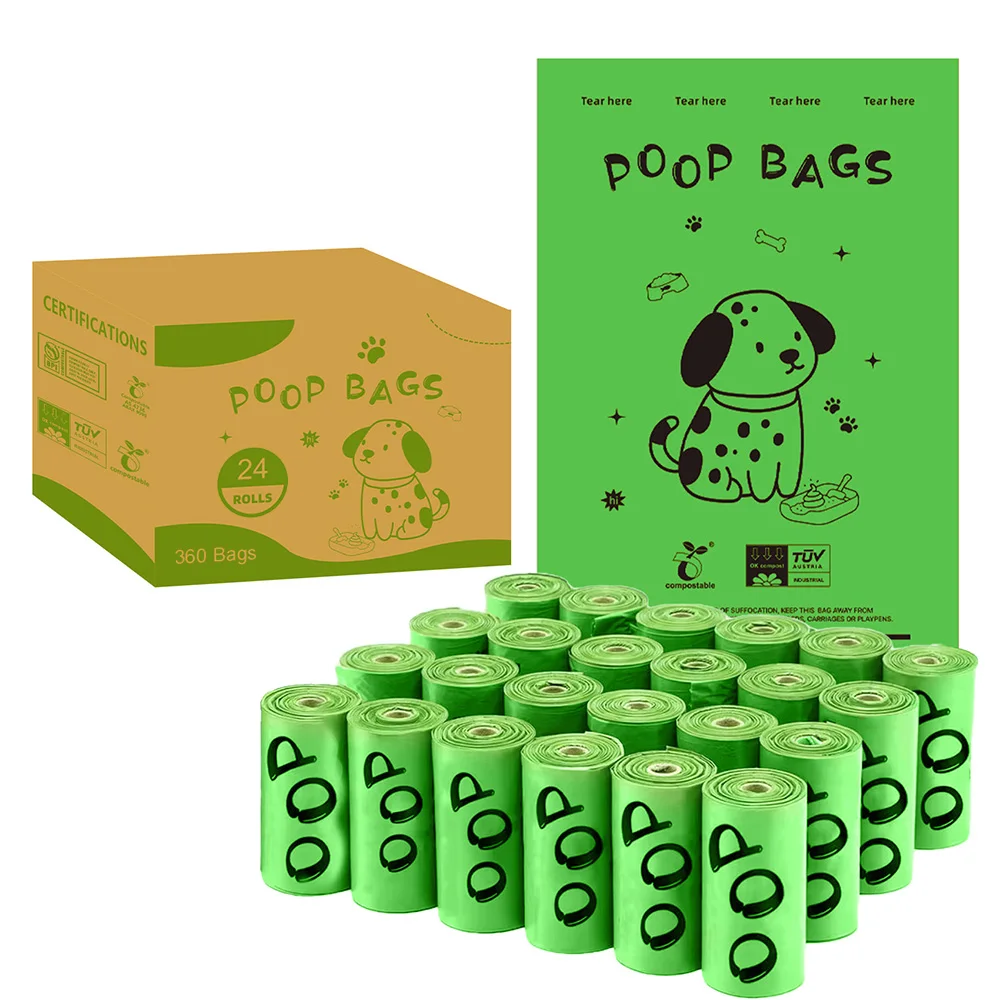 Certified Compostable Dog Poop Bags Biodegradable Poop Bags for Dog Leakproof Plant Based Extra Thick Eco-Friendly Pet Waste Bag