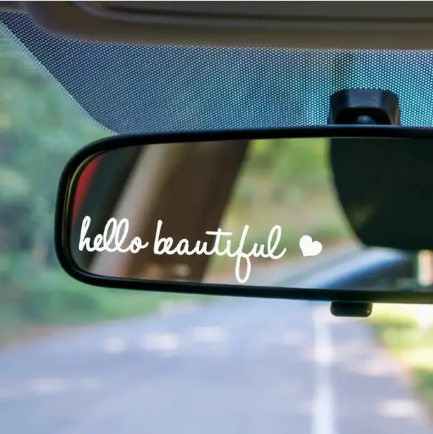 3 Beautiful Rearview Mirror Stickers, Makeup Mirror Stickers, Rearview Mirror Vinyl Stickers, Car Accessories, Female Car Stickers, Car Window Stickers, Self-Affirmation Stickers