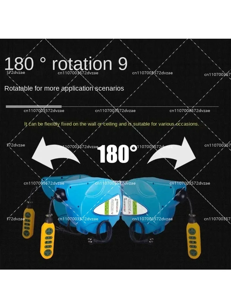 3000W Automatic Telescopic Power Hose Reel with 10M Cable 1.5Mm2 Wire Electric Cable Reel for Efficient Power Distribution