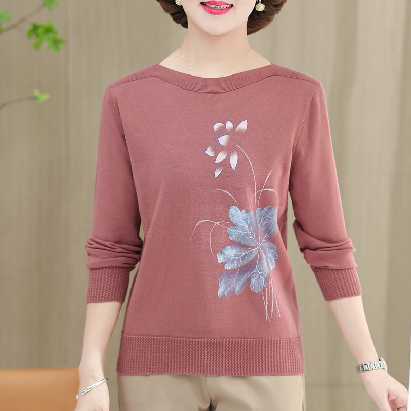 

Print Sweater Woman 2025 Autumn Chinese Style Fashion Pullover Femme Womens Clothing Long Sleeve Top Casual Sweaters