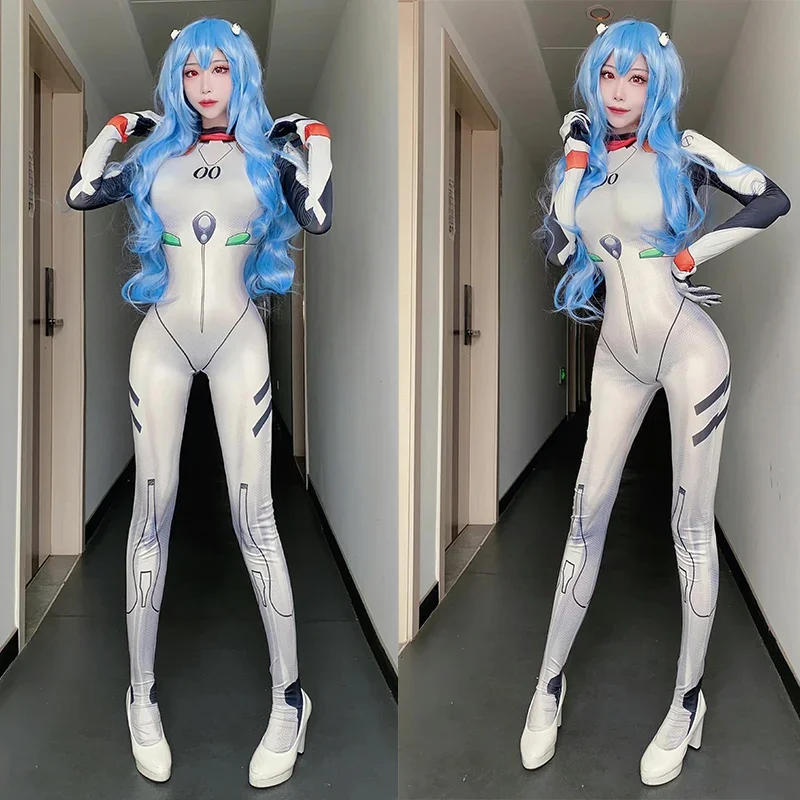 อะนิเมะ Ayanami Rei Asuka COSPLAY jumpsuit unisex zentai ชุดฮาโลวีนบอดี้สูทสาวเซ็กซี่